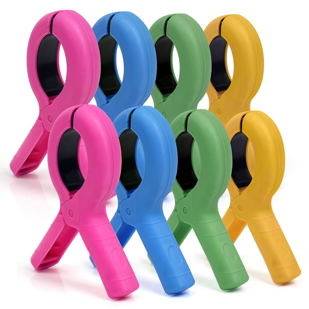 XYGK 8 PCS Beach Towel Clips for Sun Loungers and Sunbeds - Large Beach Towel Pegs, Strong Grip Non-Slip Windproof Clothes Pegs for Beach Loungers, Laundry, Pool Chairs