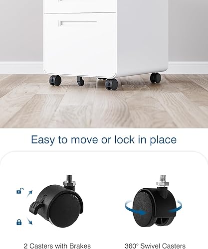Miniatura 31 de Archivador de 2 cajones con cerradura, archivador de metal debajo del escritorio para tamaño carta/legal/A4, gabinete móvil de oficina en casa