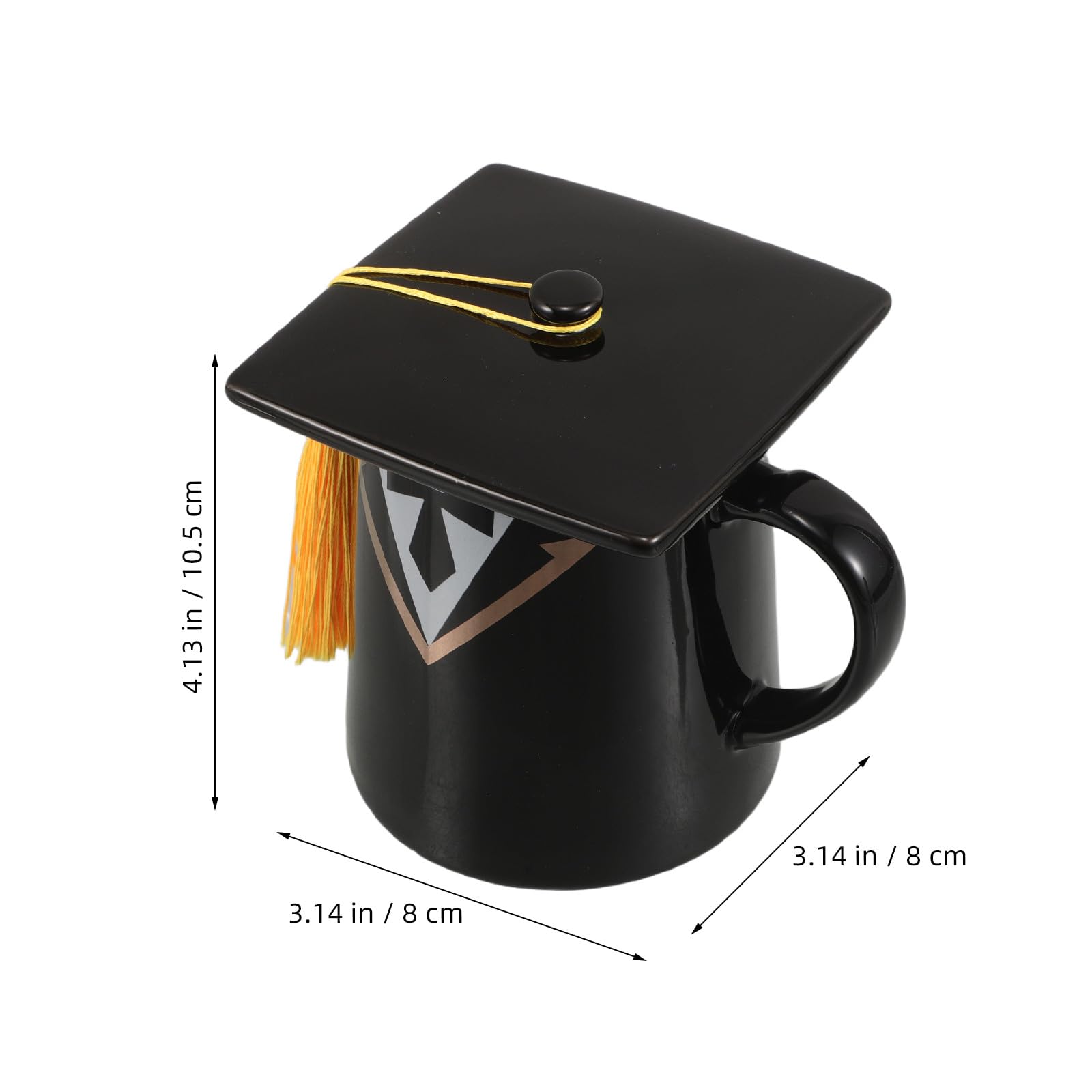 Tazza in ceramica a forma di cappello di laurea con coperchio a nappa, 450 ml/15 oz, tazza da caffè/tè nera, regalo di laurea 2026 per studenti, insegnanti, bomboniera per feste scolastiche