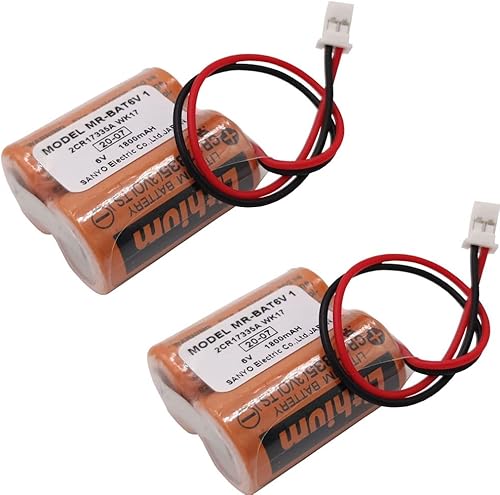 Miniatura 2 de (2 piezas) MR-BAT6V1 2CR17335A WK17 6V 1800mAh PLC batería para J4 servo PLC batería con enchufe