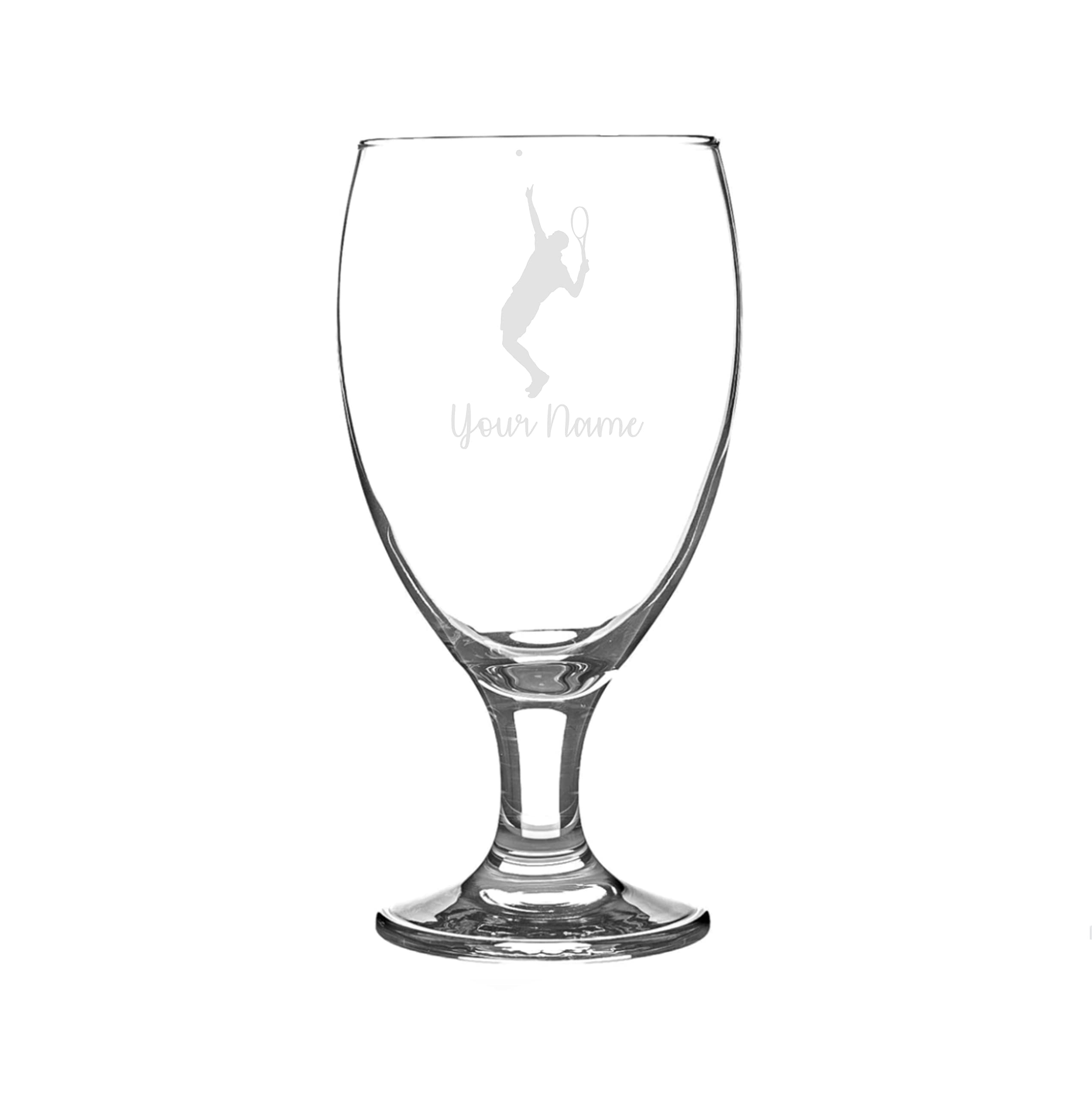 Personalised Male Tennis Player Engraved Craft Beer Snifter Glass, Tennis Gift for Men
