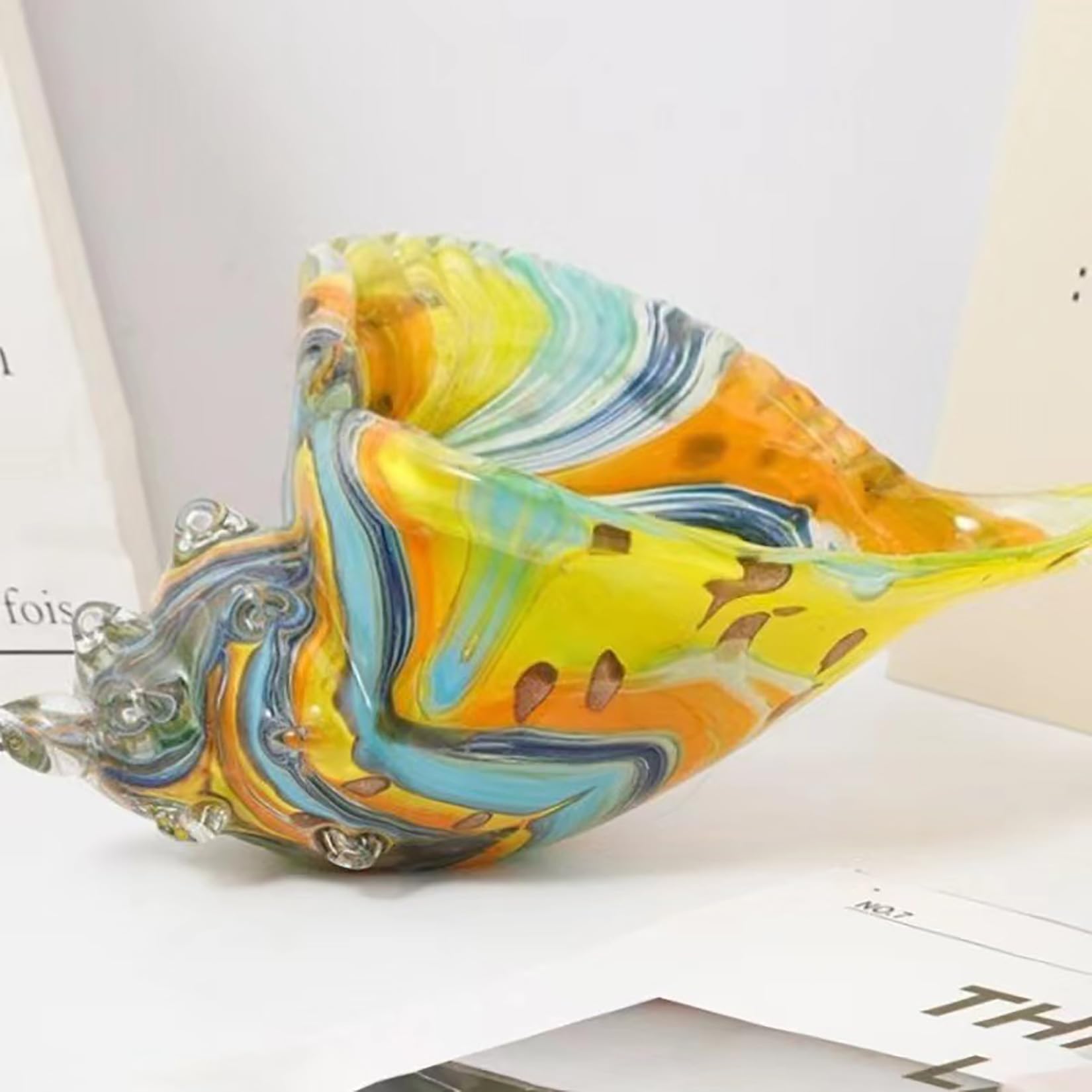 Concha de Caracol ， Escultura de Concha de Cristal, Hecha a Mano, Moderna, for decoración del hogar.(Yellow)