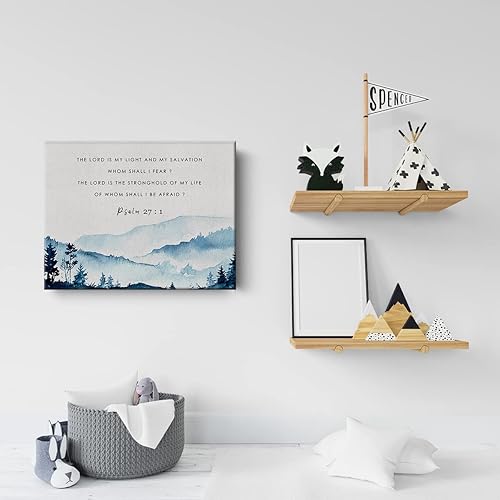 Miniatura 5 de Lienzo impreso con versículo bíblico, decoración con texto en inglés "El Señor es mi luz" Salmo 271, pintura de pared, acuarela, hogar, oficina,
