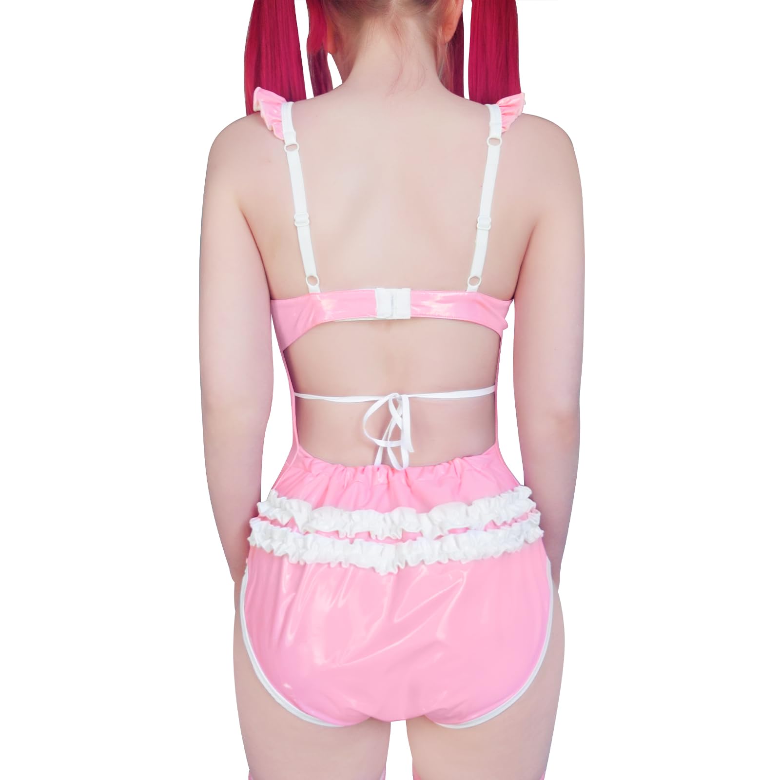 LittleForBig Combinaison pyjama brillante sans manches en similicuir avec bretelles réglables – Combinaison d'entraînement pour bébé fille semblable au latex