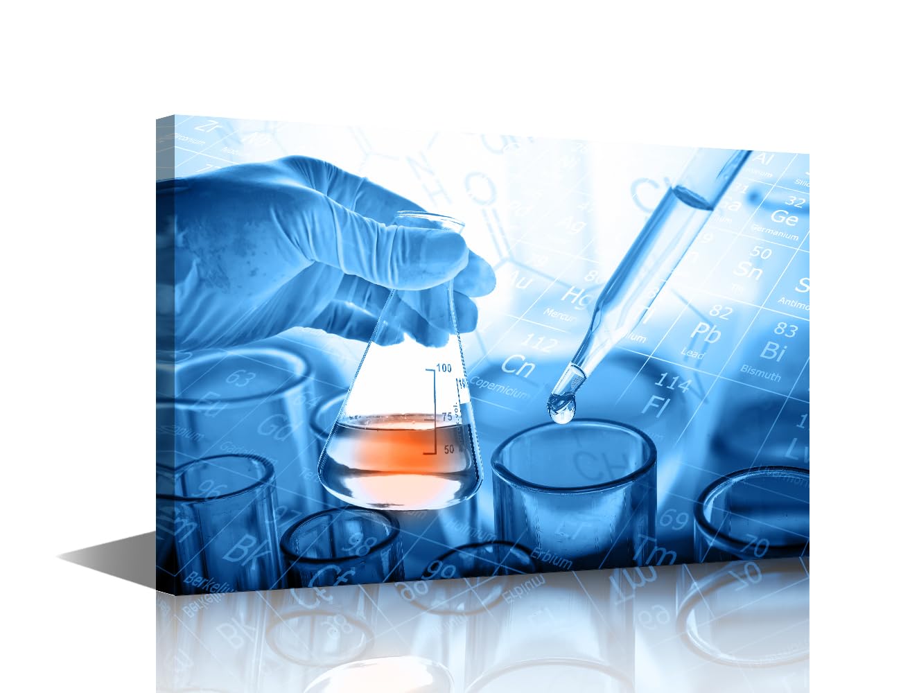 TISHIRON Canvas Prints Flask in Scientist Hand Wall Art Modern Decor Laboratory Glassware Poster Inspirational Wall Art Living Room Bedroom Decoration Artwork Painting Framed Ready to Hang 24x16 in
