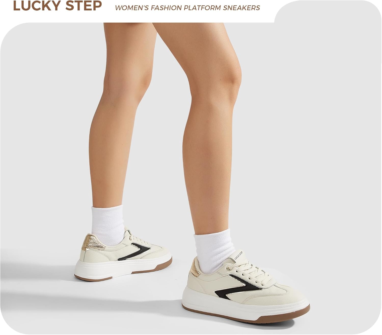 LUCKY STEP Women's Fashion Platform Sneakers Retro Chunky Casual Cow Suede Tennis Footwear Thick Sole Low Top Memory Foam Insole Walking Shoes - Image 7