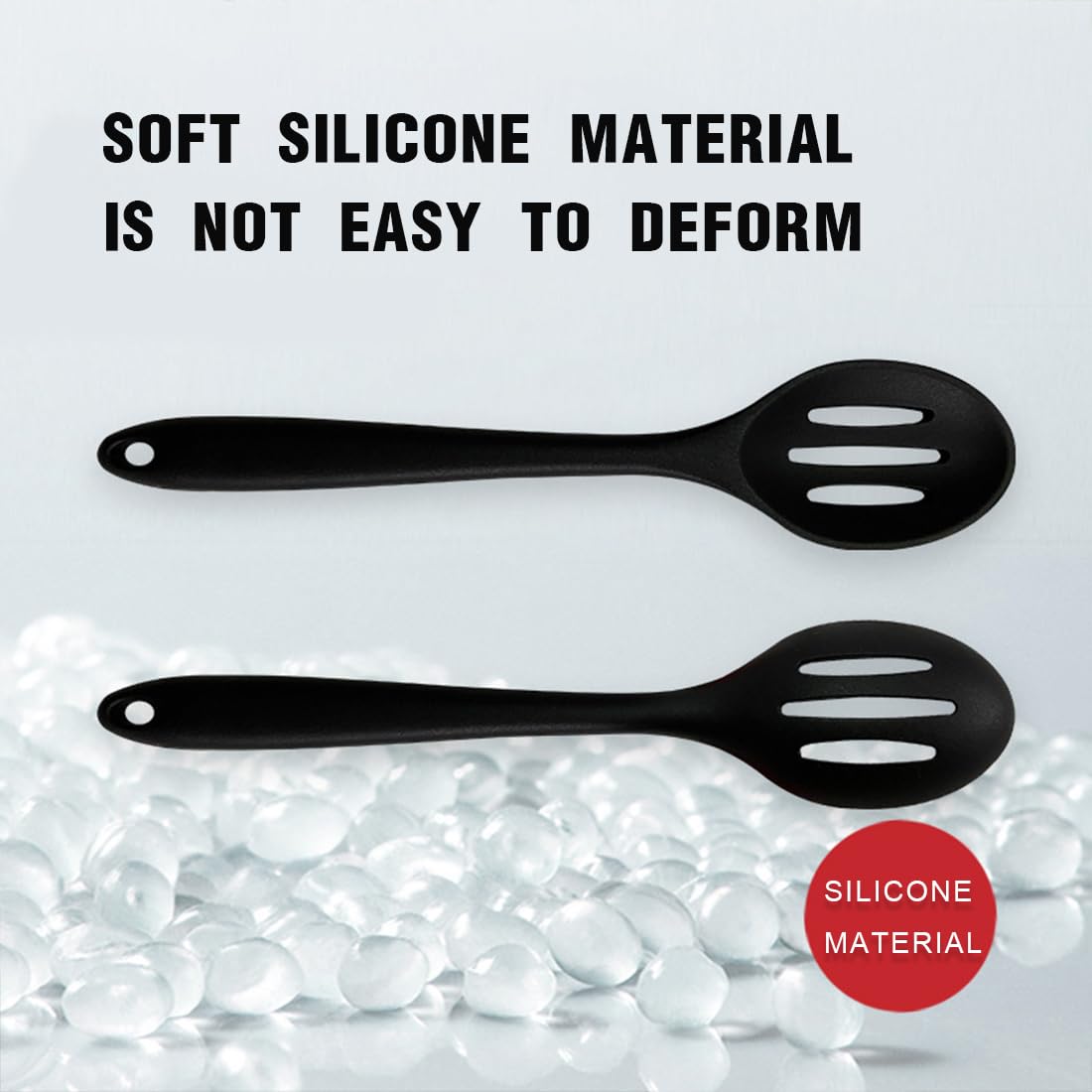 Set Ustensiles De Cuisine En Silicone Kayqbonke - 4 Pièces, 20 Cm - Noir, Résistant à La Chaleur