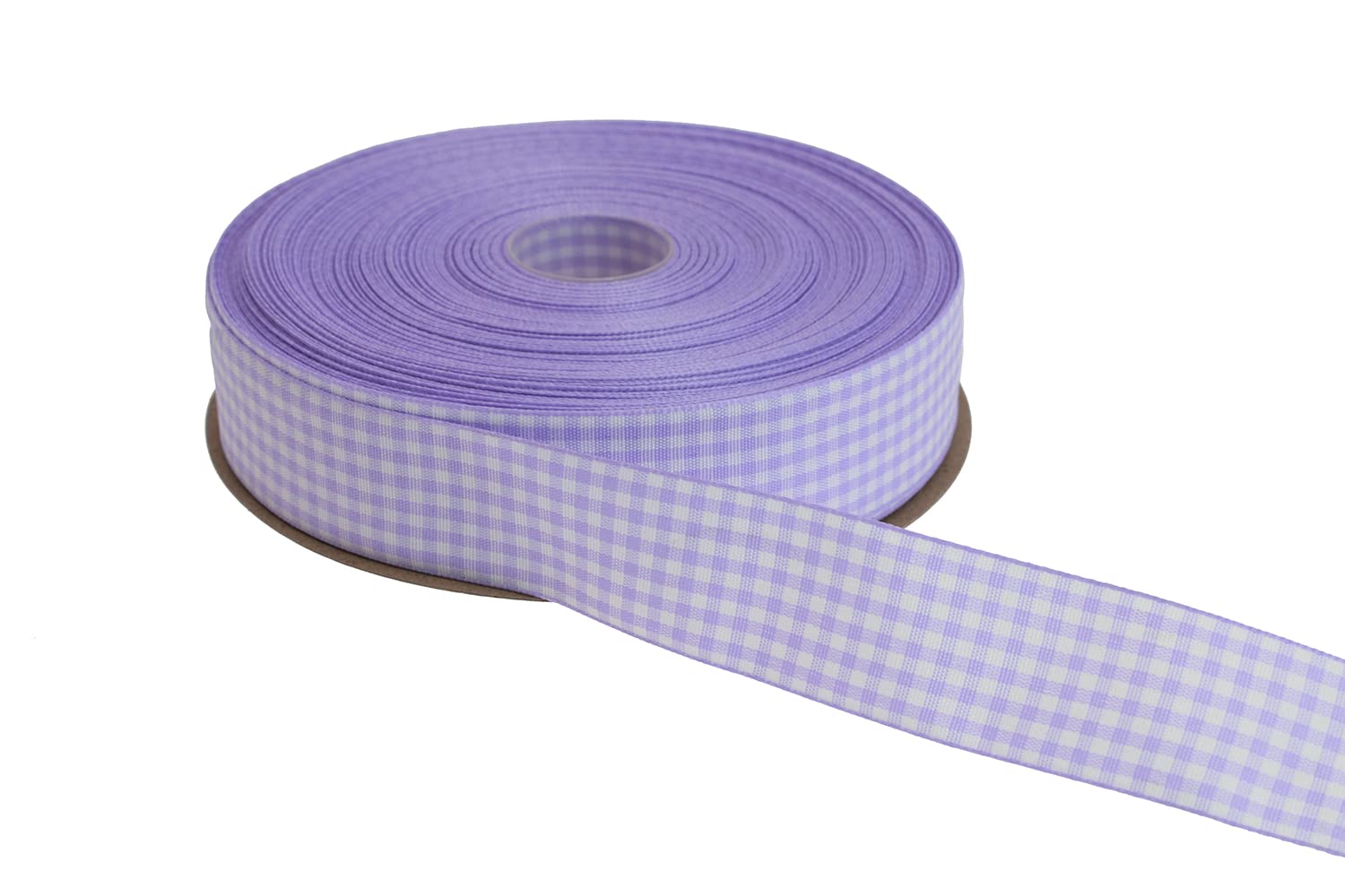 DXEUD Gingham Ribbon 50 Yard Each Roll 100% Polyester Woven Edge (1" x 50 Yards, Light Purple)