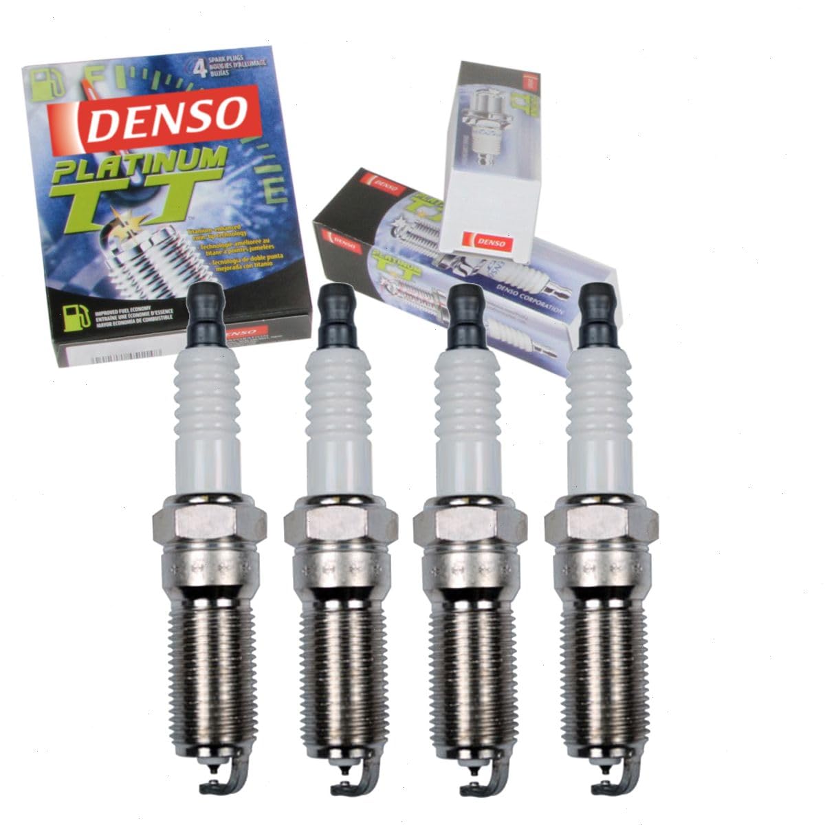 4 pc DENSO Platinum TT Spark Plugs compatible with Ford Fusion 2.0L 2.3L 2.5L L4 2006-2016