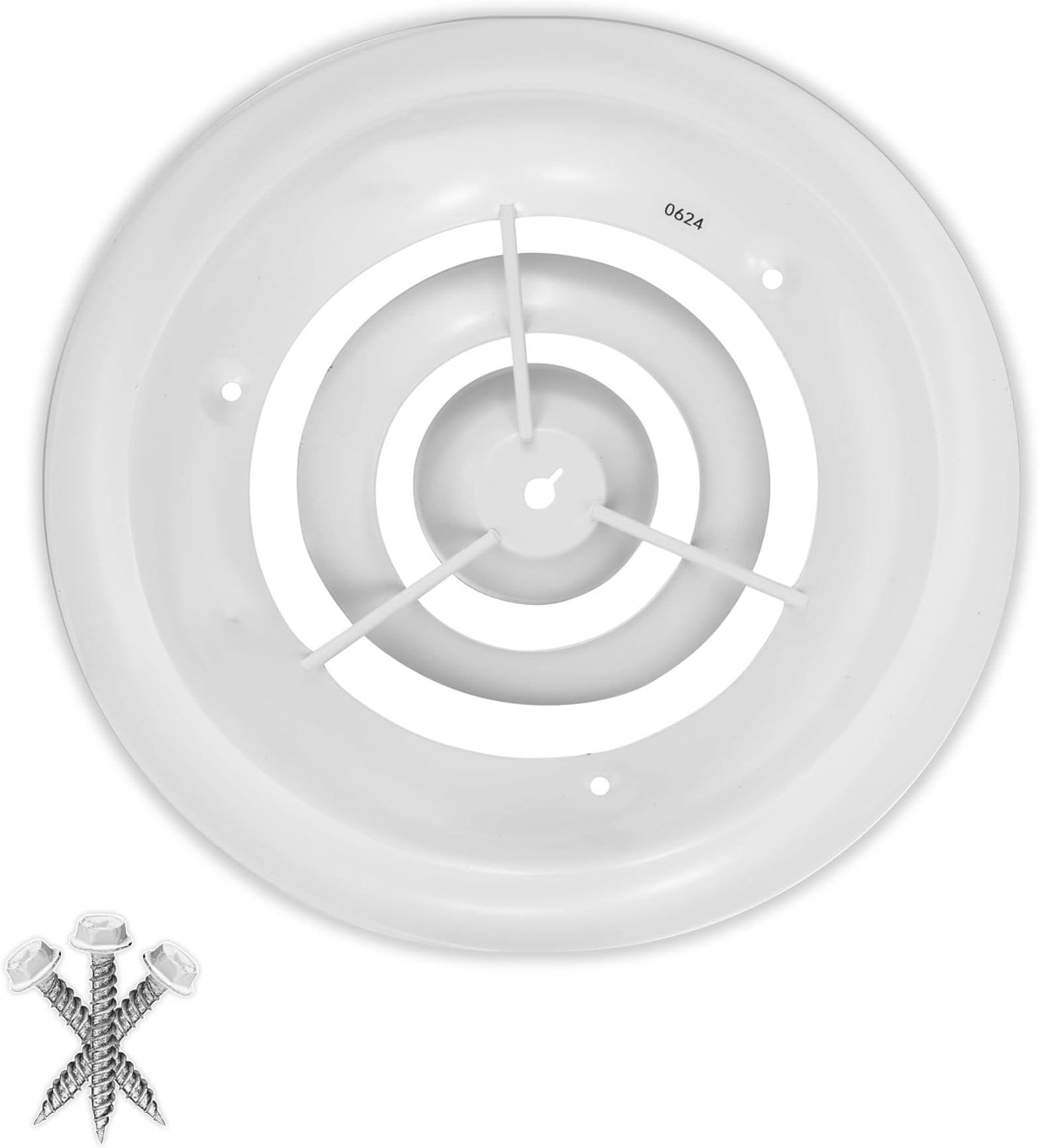 6'' Round Diffuser for Ceiling Neck Duct Opening - Easy Air Flow Vent Duct Cover by HVAC Premium - White - Overall Size: 10" Diameter