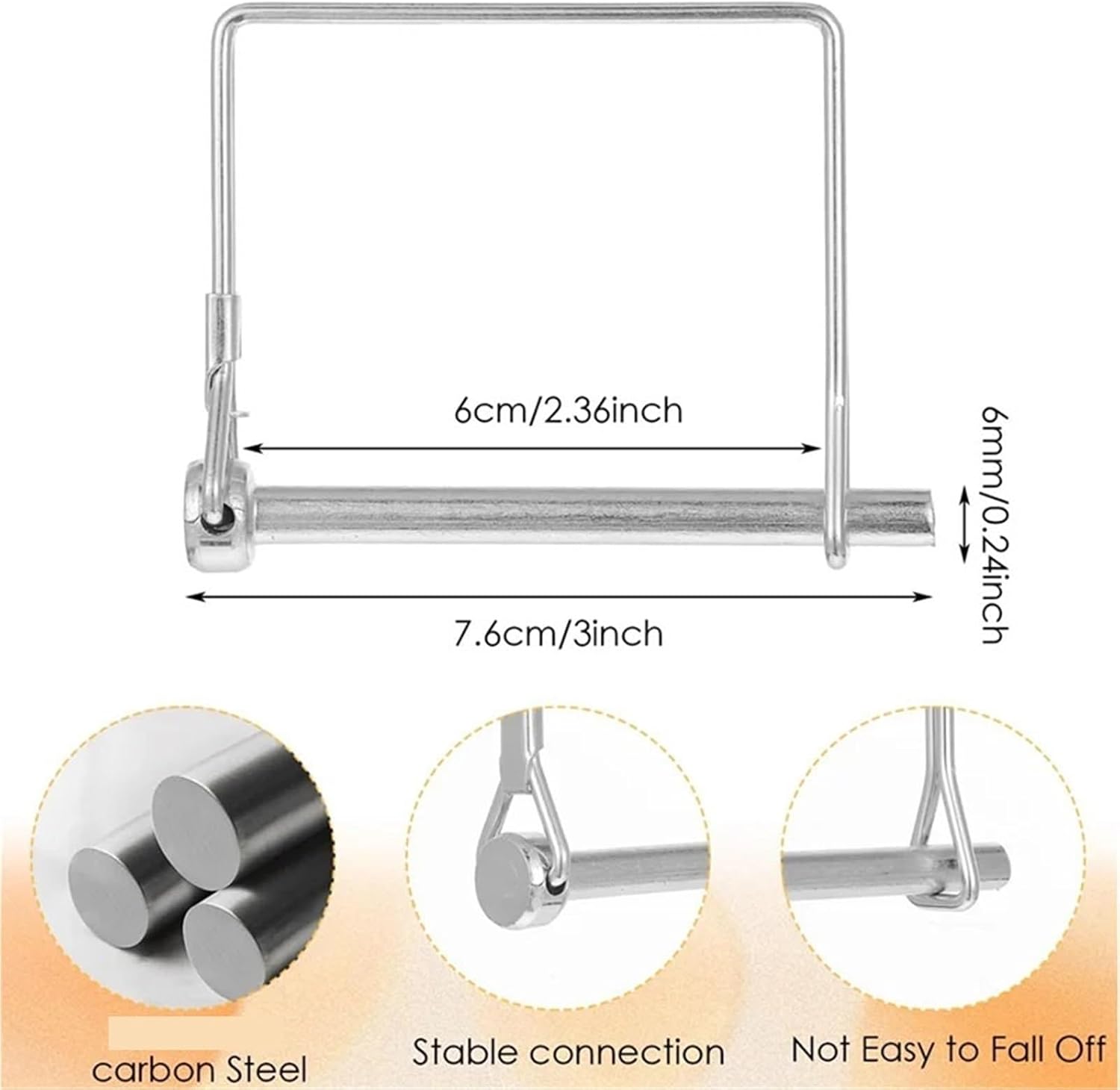Trailer Pin 20pcs for Farm Carbon Steel Trailers Hitch Square Coupler Pin Safety Shaft Locking Wire Accessories for Farm Hitches Lawn Use