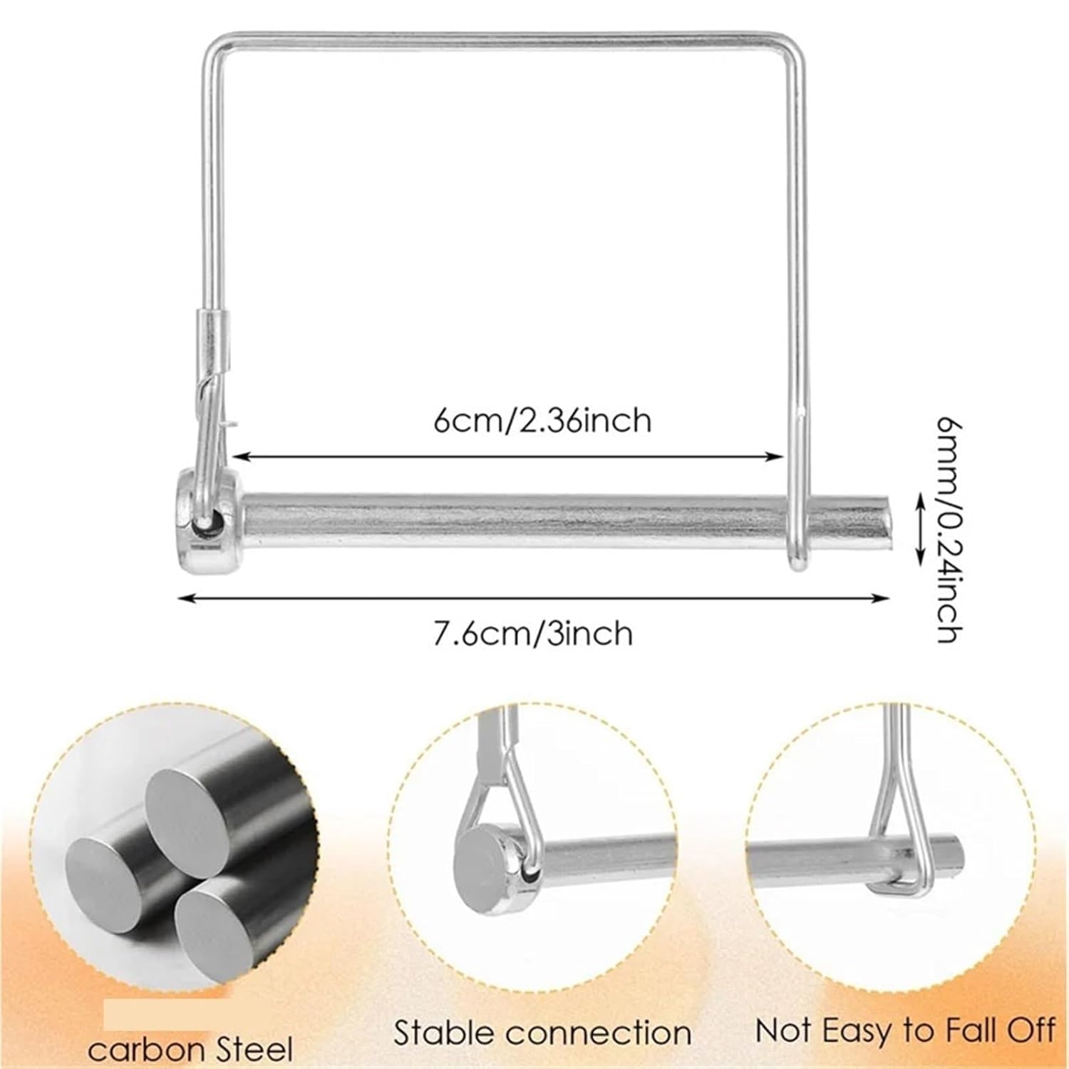 Trailer Pin 20pcs for Farm Carbon Steel Trailers Hitch Square Coupler Pin Safety Shaft Locking Wire Accessories for Towing