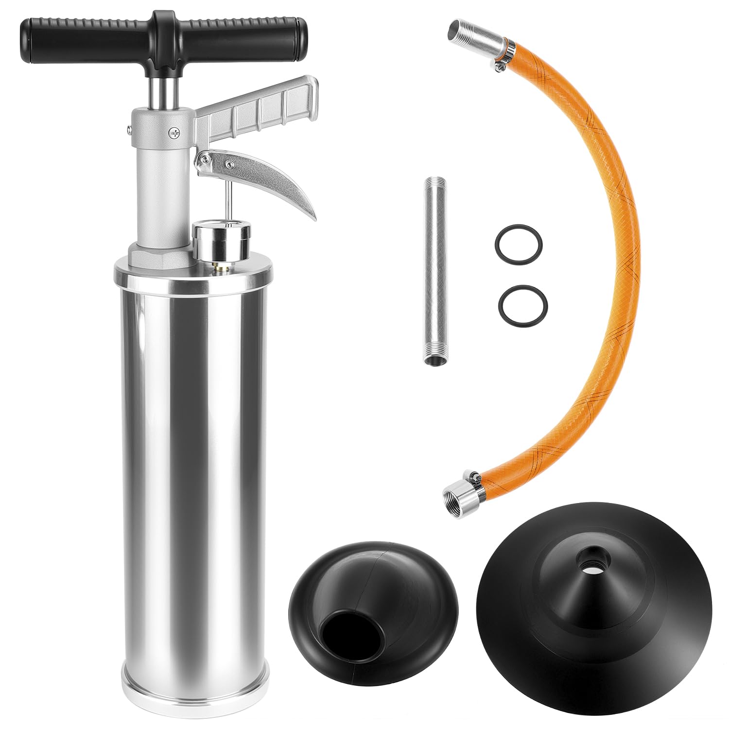 QWORK Bomba de drenaje de aire cinética de alta presión para inodoro, transparente que se obstruye de forma segura y fácil con ergonómica, para baño, inodoro, ducha, tubería obstruida