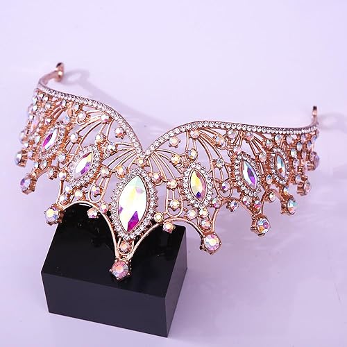 Vista 40 de Kamirola Corona de reina barroca, corona nupcial de diamantes de imitación y tiaras diadema de cristal para cumpleaños, graduación, concurso