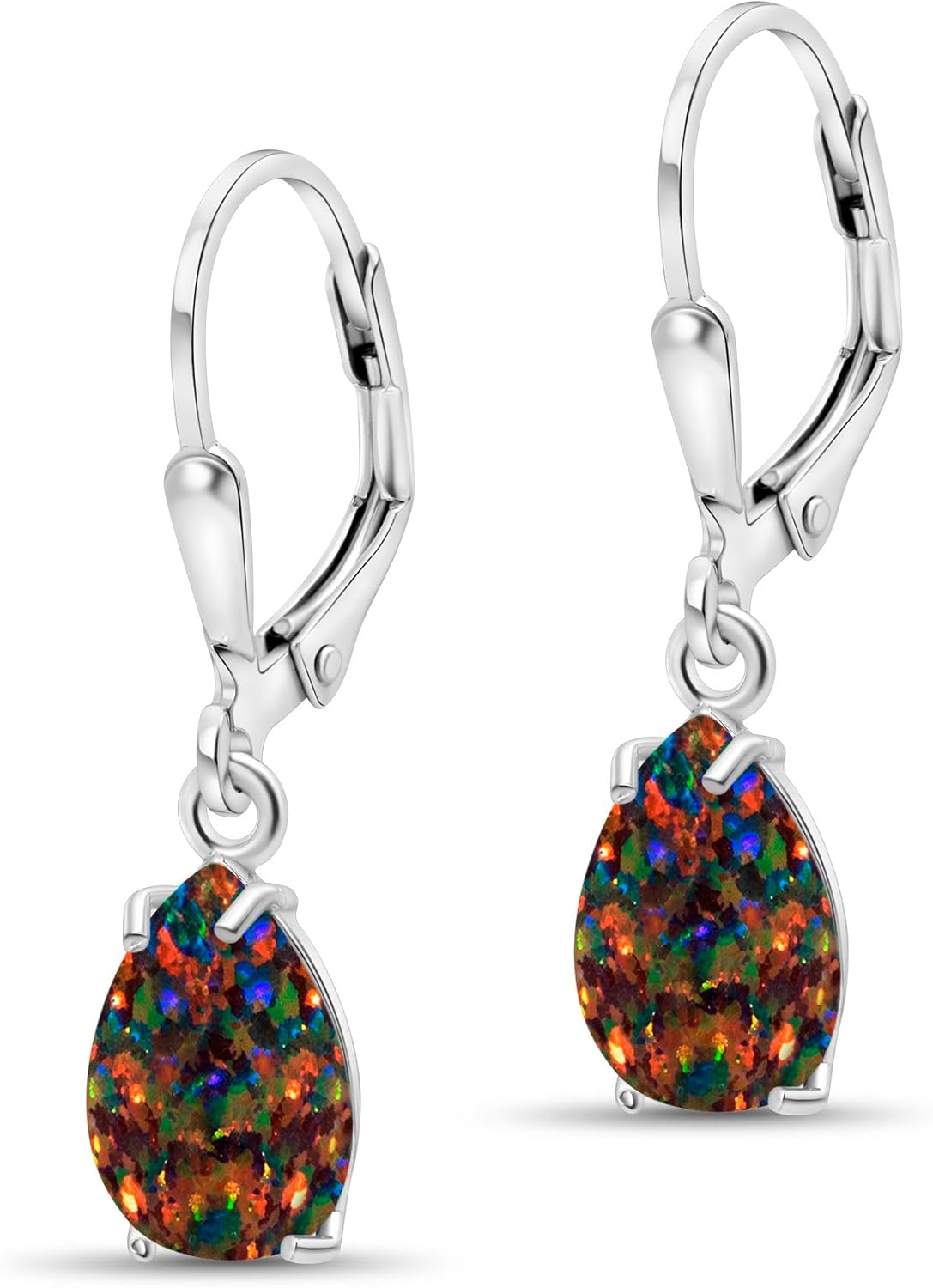 925 Sterling Silver Gemstone Teardrop Earrings for Women – Birthstone Leverback Jewelry – Elegant Statement Earrings – Perfect Gift for Women