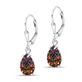 925 Sterling Silver Gemstone Teardrop Earrings for Women – Birthstone Leverback Jewelry – Elegant Statement Earrings – Perfect Gift for Women