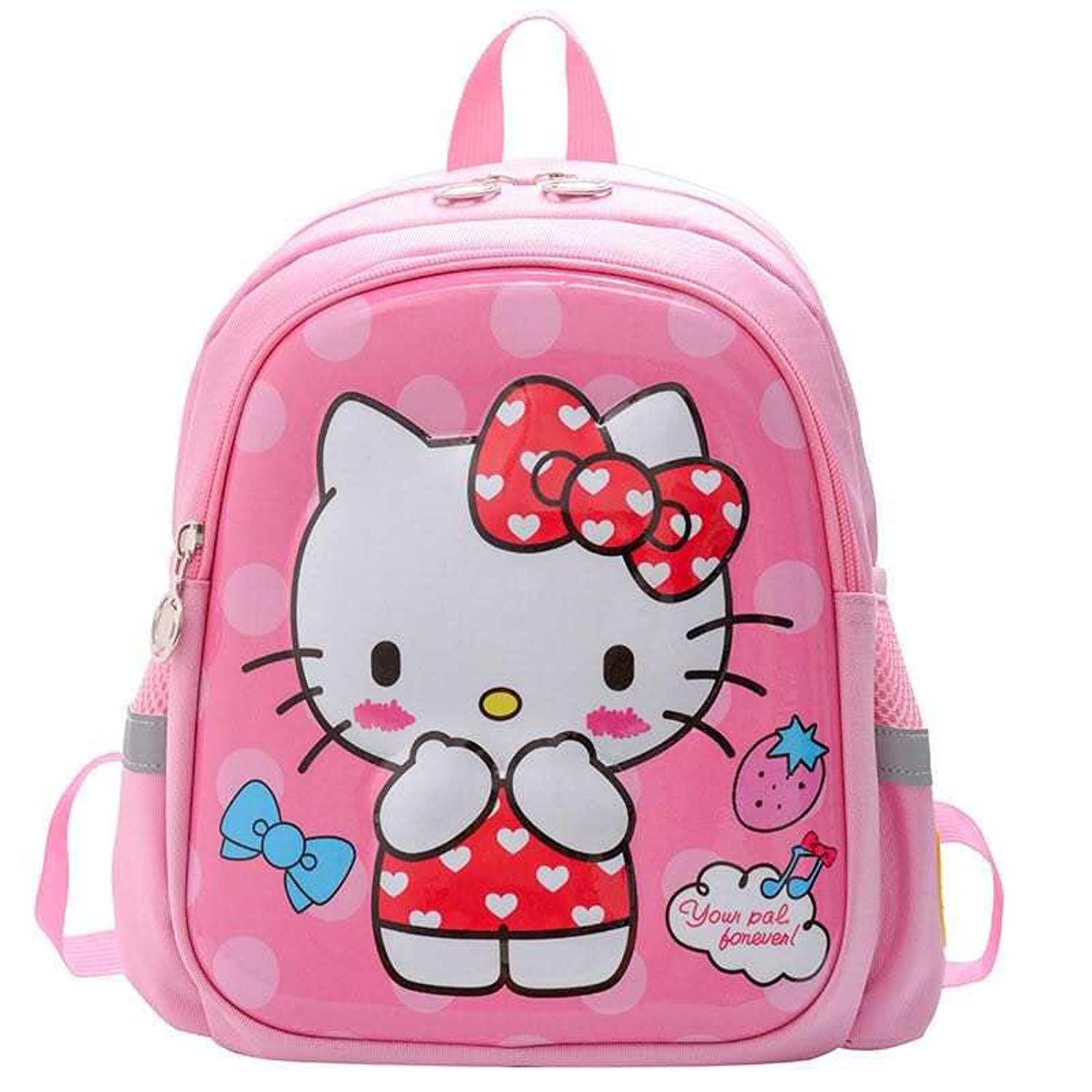 Frozen Elsa and kitty printed school bags for girals and kids, light waight and water resistant backpack with two way zipper