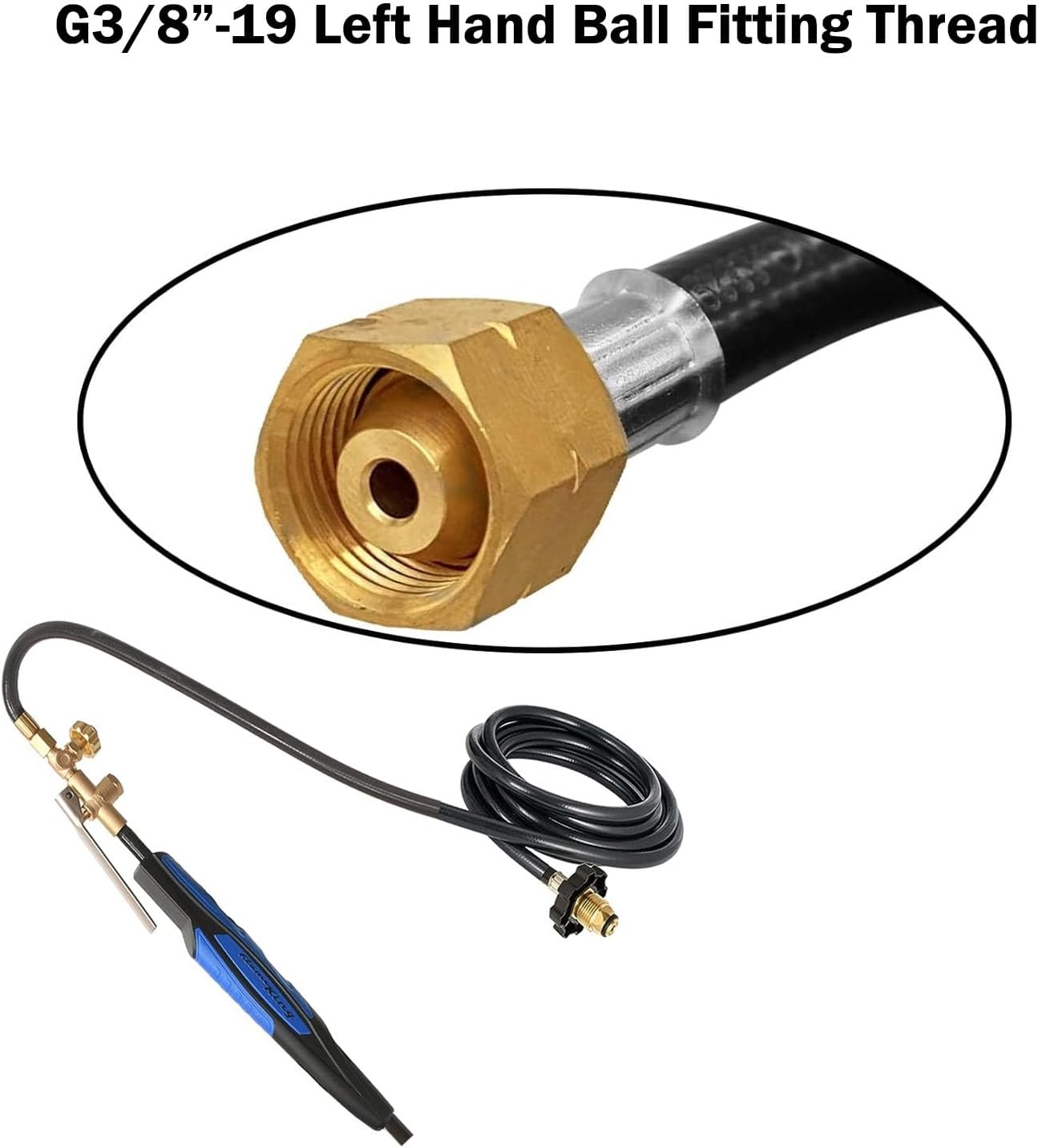 MENSI 12 Foot Propane Torch Hose Weed Burner Hose Weed Torch Hose Heating Torch Extension Hose with Replacement O Ring Repair 5 PCS, 𝗡𝗢𝗧 𝗨𝗻𝗶𝘃𝗲𝗿𝘀𝗮𝗹-G3/8”-19 Left Hand Thread