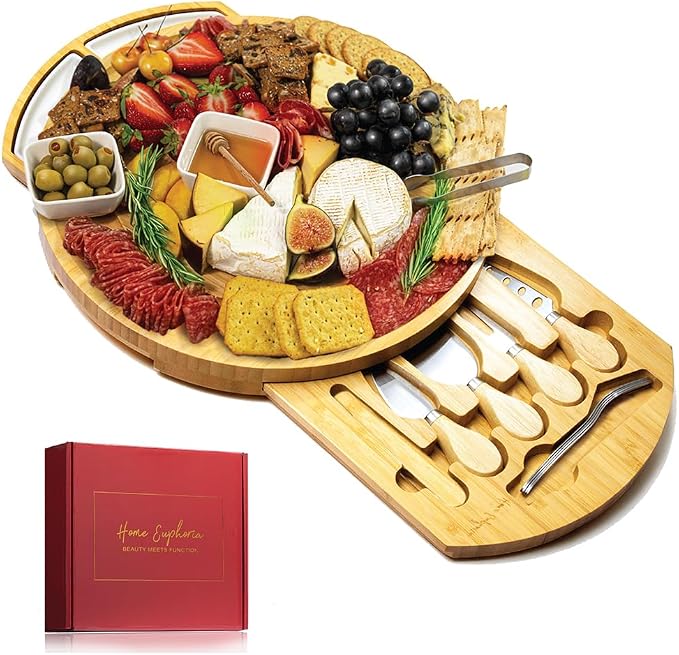 Bamboo Round Cheese & Charcuterie Board Set 13", "Round — free download
