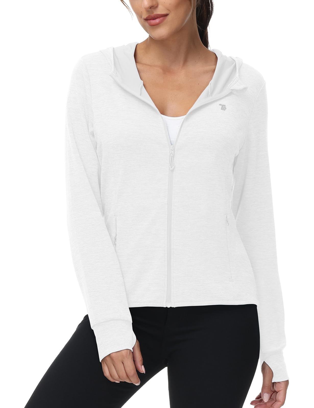 Womens UPF 50+ Sun Protection Hoodie Jackets Light Weight Long Sleeve Shirts Hiking Outdoor Full Zip Tops-image-34