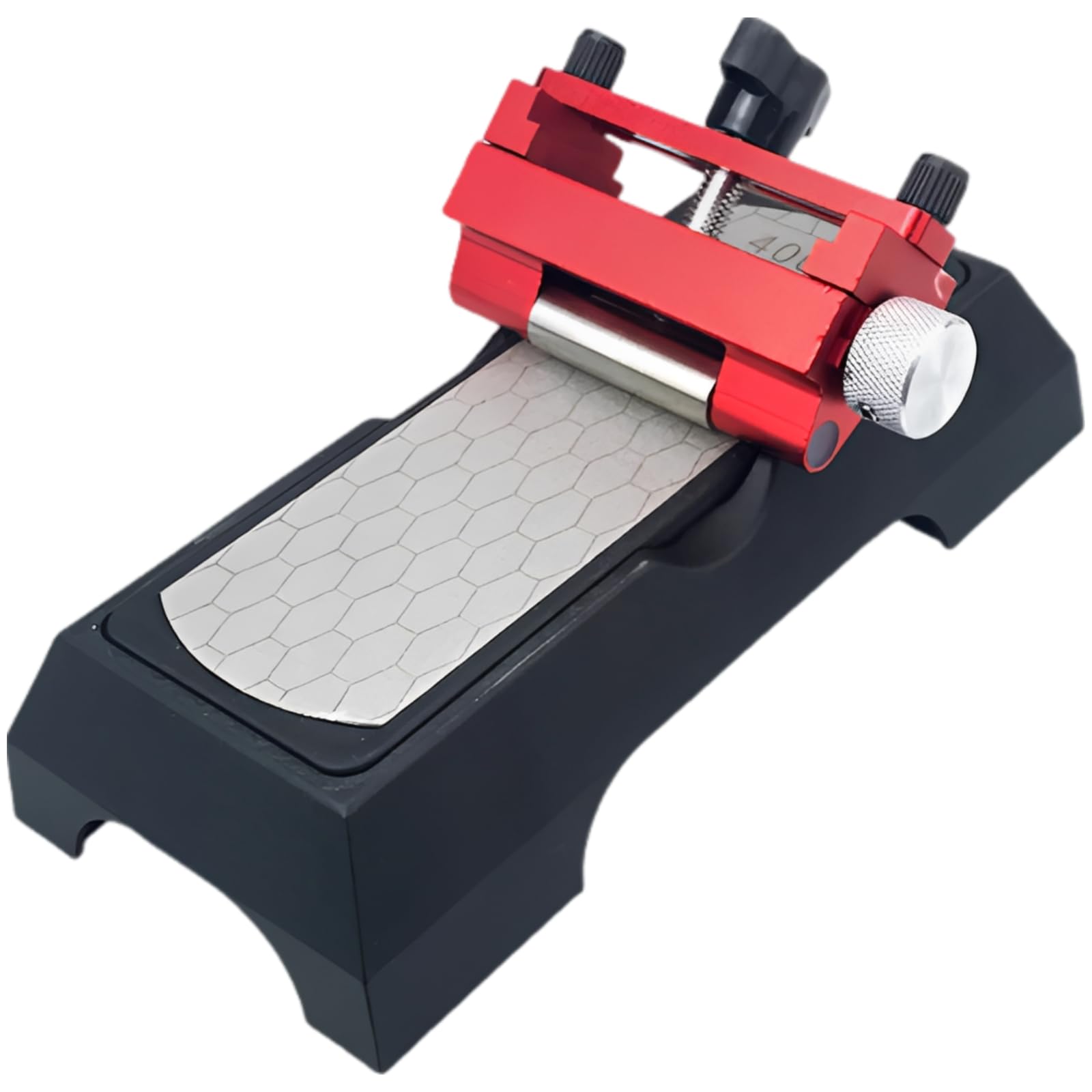 Pierre à aiguiser diamant pour couteaux de cuisine, grain 400/1000, guide d'affûtage et guide d'angle, kit d'aiguisage pour ciseaux à bois, base antidérapante, facile à utiliser, rouge