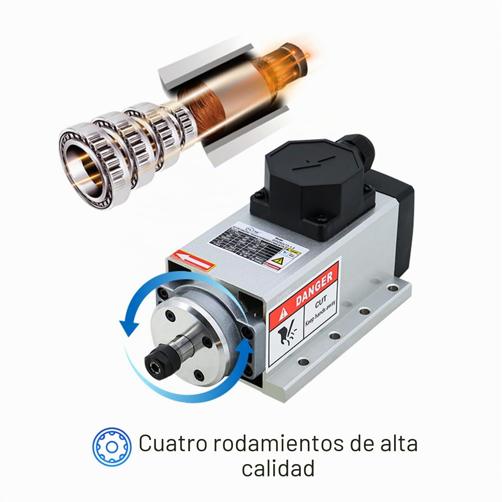 Motor mandril CNC 1,5 kW 1500 W 220 V 400 Hz 24000 rpm mandril refrigerado por aire con 1,5 kW VFD + 7 pinzas ER11 PCS (1-7 mm)