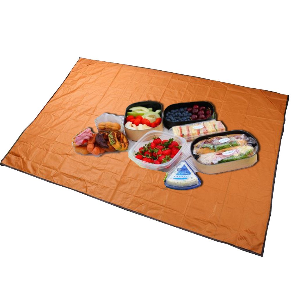 DOMENRY Extra Large Waterproof Picnic Blanket Rug Travel Outdoor Beach Camping Mat Travel Size First Aid (Black, Orange, One Size)-image-46
