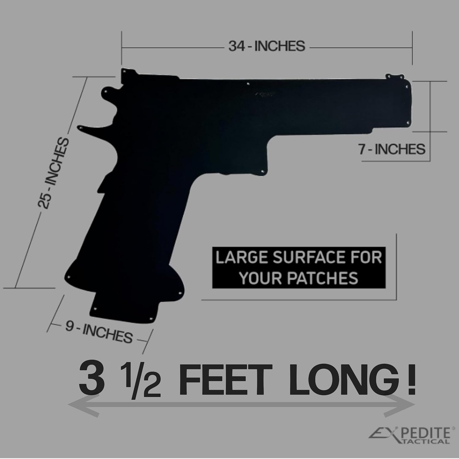 Patch Board Tactical Handgun Silhouette Large Premium Military Hook and Loop Morale Patch Panel Holder (+ one Included Flag Patch)