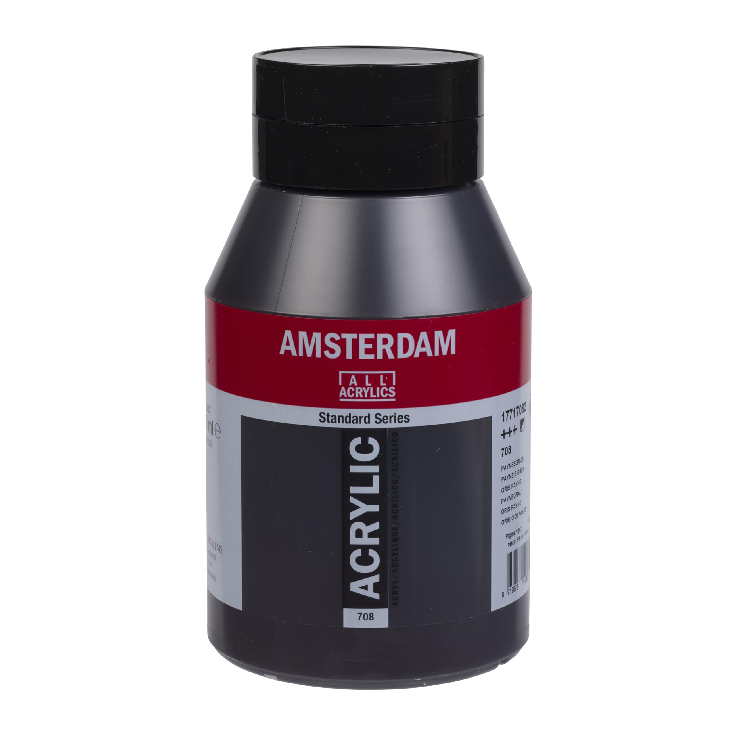 Amsterdam Standard Series Acrylic Paint - Dutch Craftsmanship -1000 ml Payne's Grey 708 - High-Quality Lightfast Pigments - Semi-Opaque - Medium Viscosity for Textured Brush Strokes