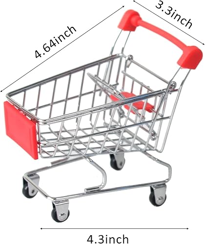 Miniatura 13 de Mini carrito de compras, carrito de supermercado, mini carrito de compras, mini juguete de almacenamiento de supermercado, adornos decorativos