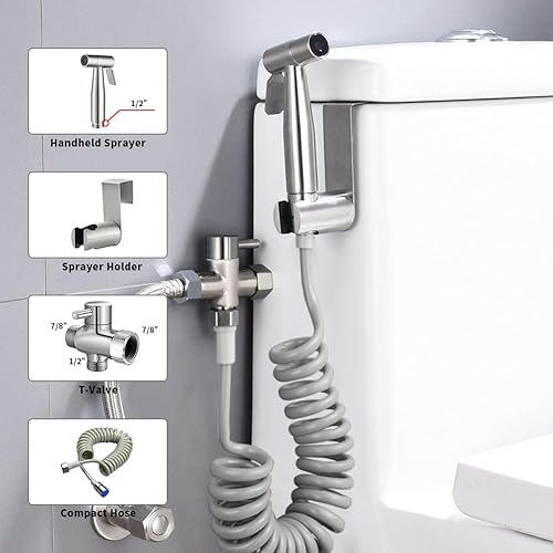 Miniatura 3 de MUMENG Handheld Bidet Sprayer for Toilet Kit,Adjustable Water Pressure,Stainless Steel Diaper Sprayer Set,Hand Held Head for Personal Hygiene and