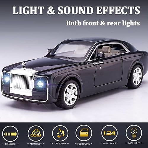 Miniatura 6 de Rolls-Royce Phantom - Coches de juguete de metal de Rolls-Royce Phantom, modelo Rolls-Royce a escala 132, autos fundidos a troquel con puerta,