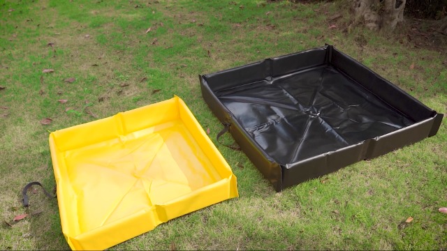 Image of Wettarn Folding Duck Pond 4' x 4' Portable Spill Containment Berm Wall Containment Berm(Gray)