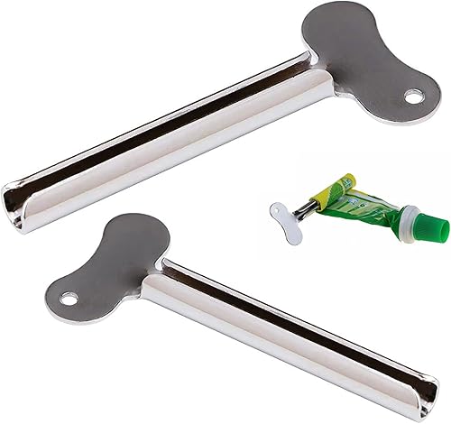 Exprimidor de pasta de dientes, 3 paquetes de exprimidores de tubo de pasta de dientes de metal inoxidable, exprimidor de dientes enrollables para