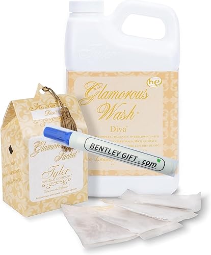 Tyler Candle Glamorous Wash Diva Detergente para ropa de 32 onzas con paquete de sobres Diva disponible en Yaxa Peru