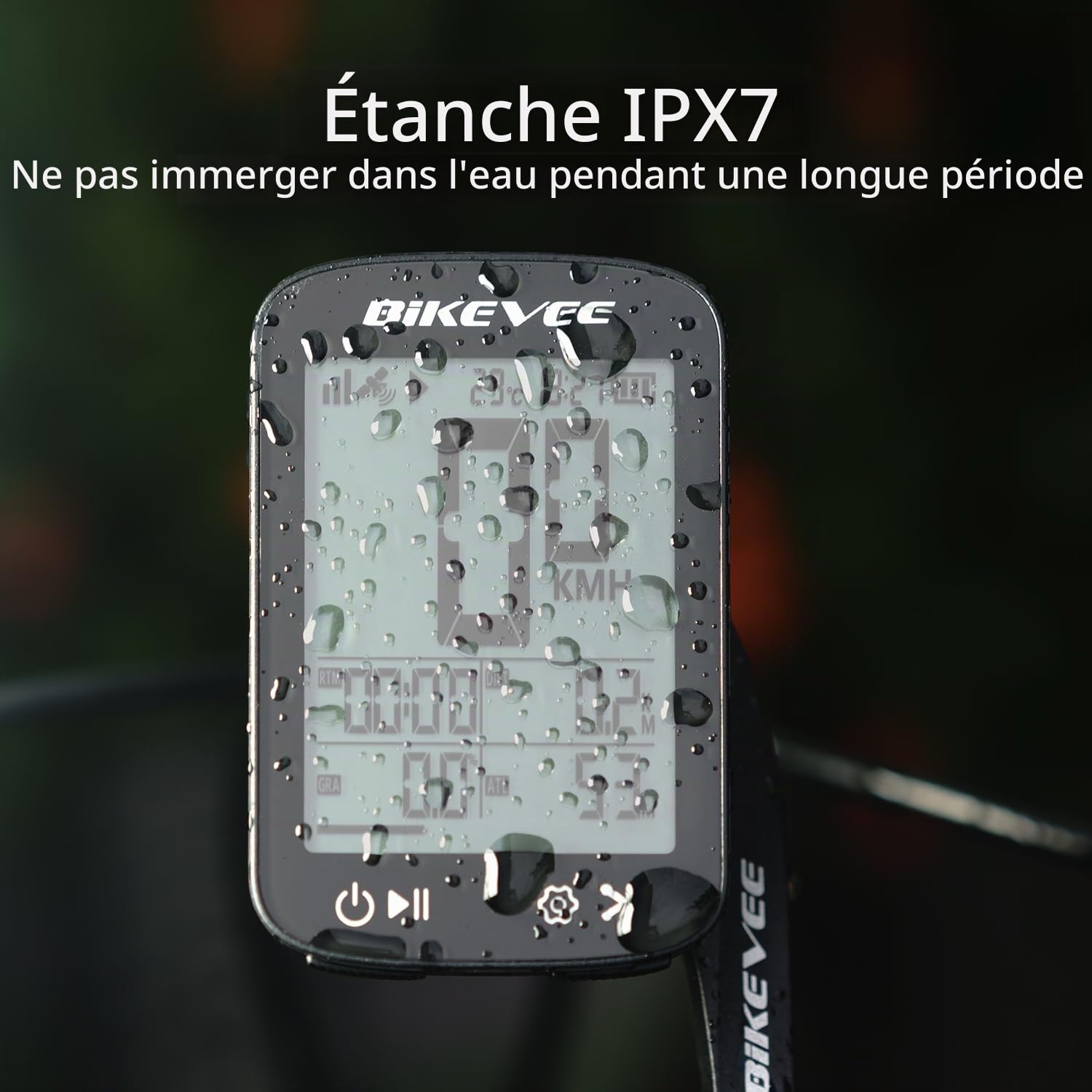 Ordinateur de vélo GPS sans fil étanche 2,4" FSTN écran IPX7 28 h d'autonomie léger compteur de vitesse avec vitesse, distance, hauteur, température dégradée