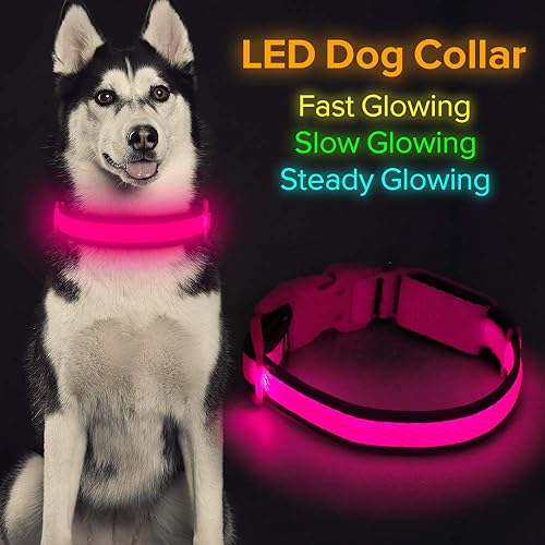 Miniatura 9 de Flashseen Collar de perro LED, luces recargables por USB, ajustable, cómodo, de malla suave, collar de seguridad para perros pequeños, medianos y