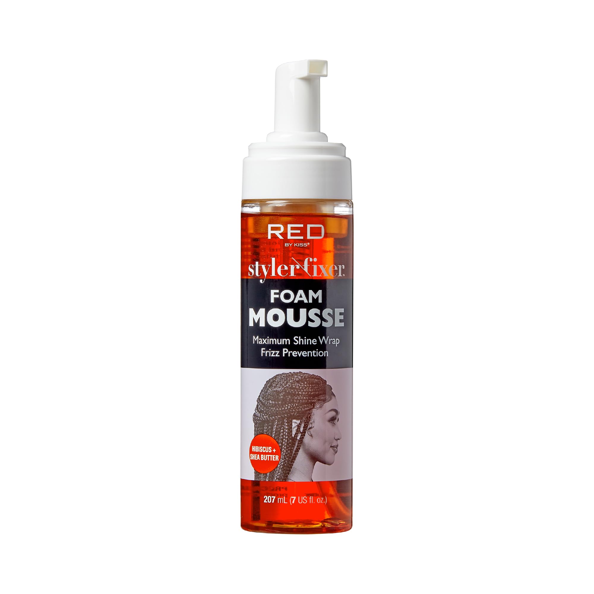 Red by Kiss Foaming Mousse, Maximum Shine Wrap Mousse, Reduce & Prevent Frizz, Define Curls, Set & Hold Styles, Nourishes Dry & Brittle Hair (Hibiscus + Shea Butter)
