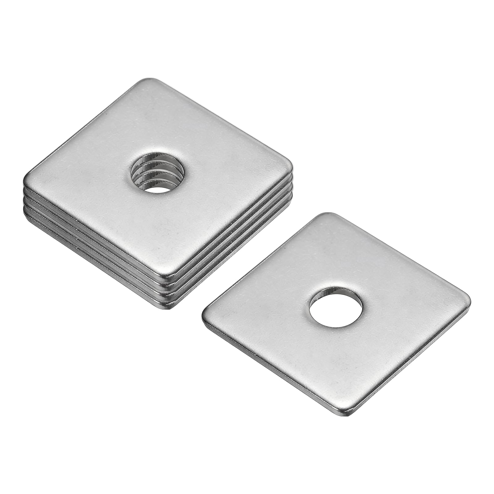 sourcing map Square Washer, 5Pcs M10x40x40x3mm 304 Stainless Steel Square Plate Washers Flat Pad Spacer Gasket for Hardware Fastener