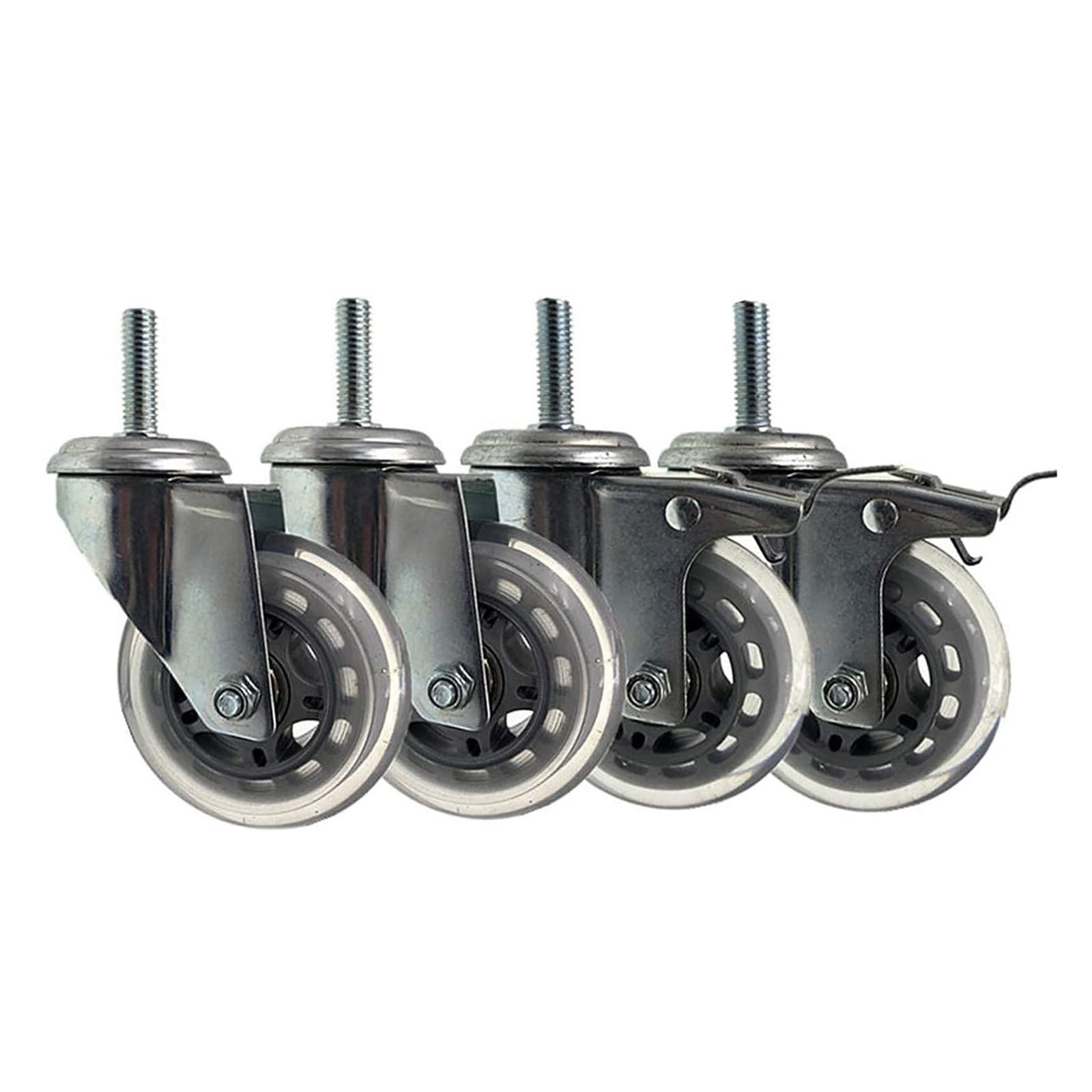 GYRAZXS 4x Heavy Duty Threaded Industrial Swivel Casters 2 Braked & 2 Swivel Wheels M8 x 30mm Perfect for Furniture Trolleys and Equipment Mobility