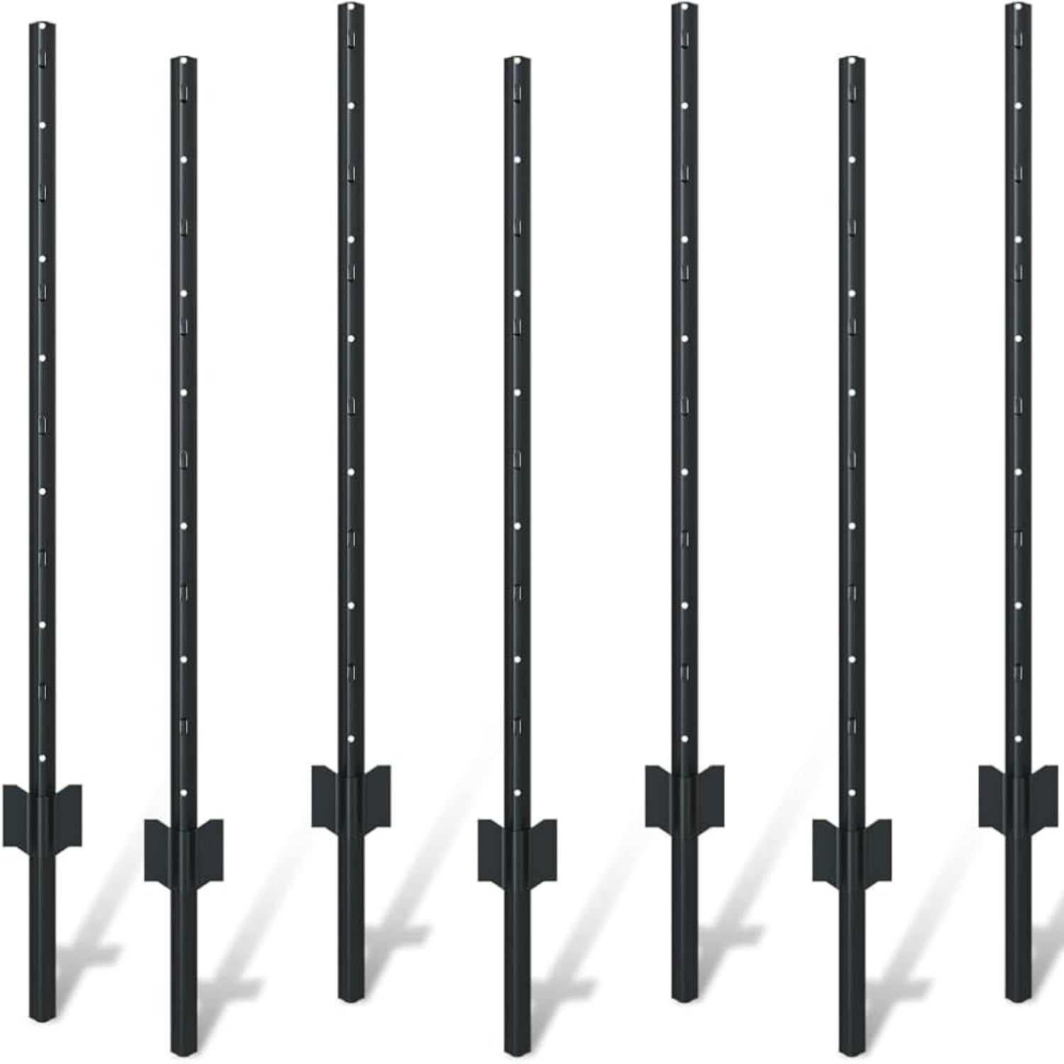 6 Pack Metal Fence Post, 4 Feet Heavy Duty Garden U-Post for Temporary Fencing, Fence Stakes for Wire Fence, No-dig Temporary Fence Posts (6)