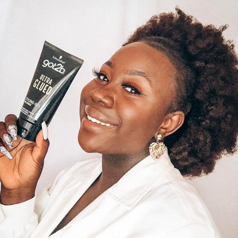 Miniatura 8 de GOT 2B Ultra GLUED INVINCIBLE STYLING GEL 1.25 oz (paquete de 2) con banda de pelo negro adicional, juego de peinado de sujeción fuerte