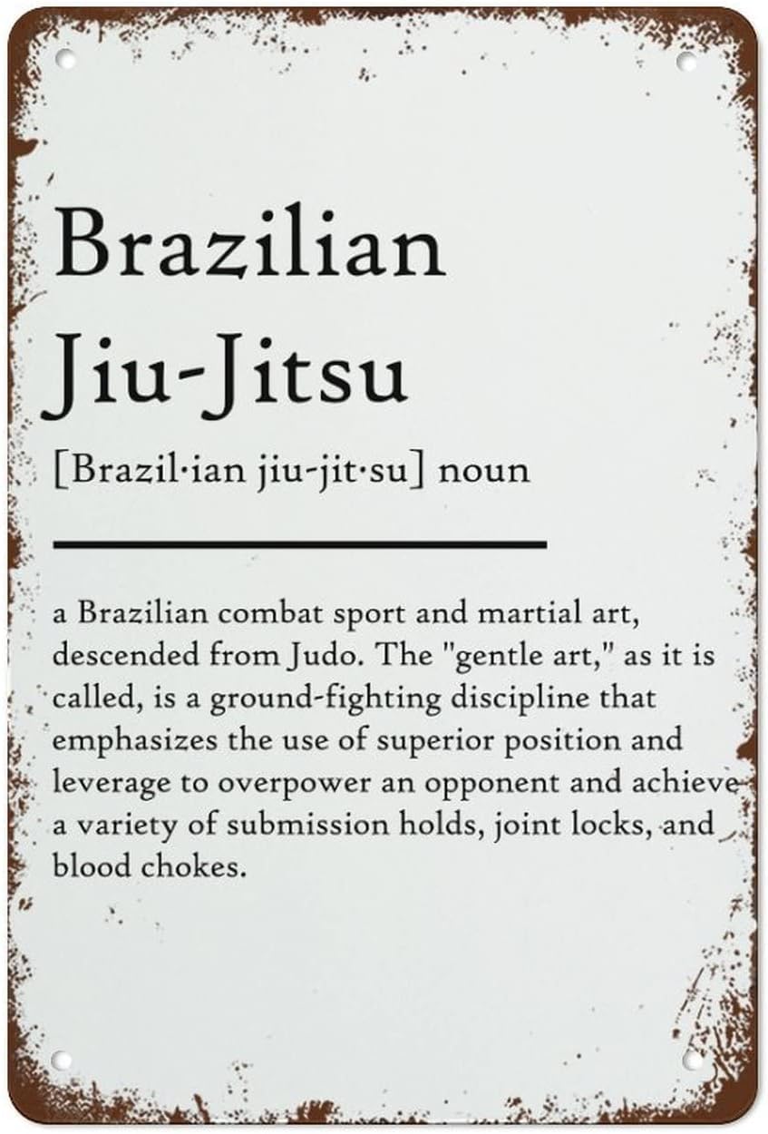 Sitrmgh Signage Style 64 Brazilian Jiu-Jitsu Print Brazilian Jiu-Jitsu Poster Sign Vintage Tin Signs Home Kitchen Decorations Wall Decor Metal Poster For Room 8X12inch