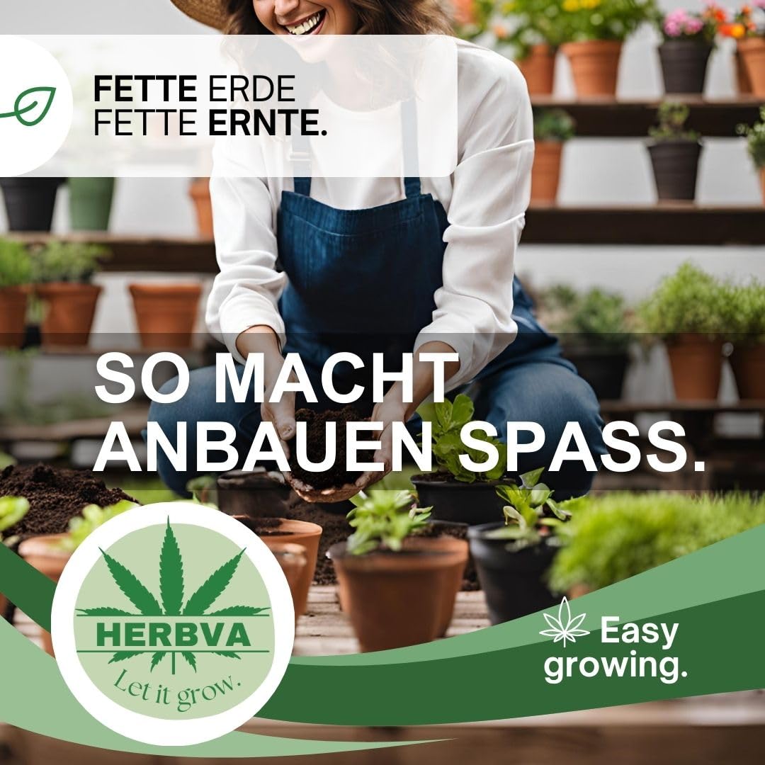 Bio Kokoserde - Herbva Growerde 140L (2X 5kg) | Hochwertige Kokosfaserhumus für Indoor & Outdoor, Anzuchterde, Professioneller Growmix | Ideal für den Anbau von Heimpflanzen| Bio Erde für Pflanzen