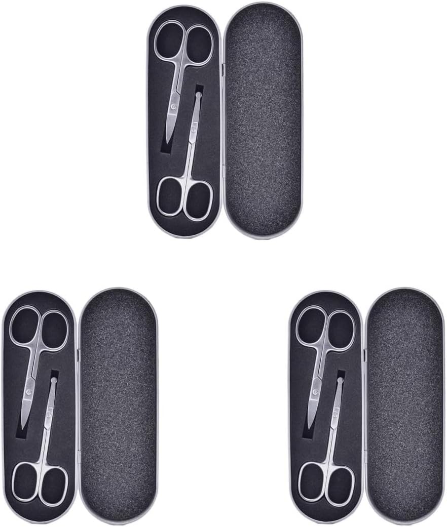 6pcs Stainless Steel Eyebrow Scissors Precision Makeup Trimmer for Eyebrows Nose Design for Effortless Grooming