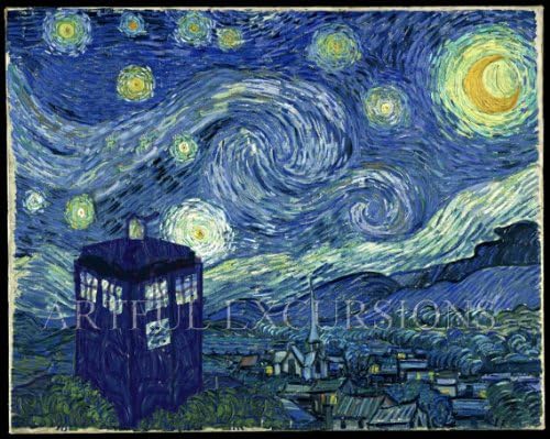 Doctor Who Starry Night Poster Medium, Van Gogh Tardis on a Starry Night, 16 X 20