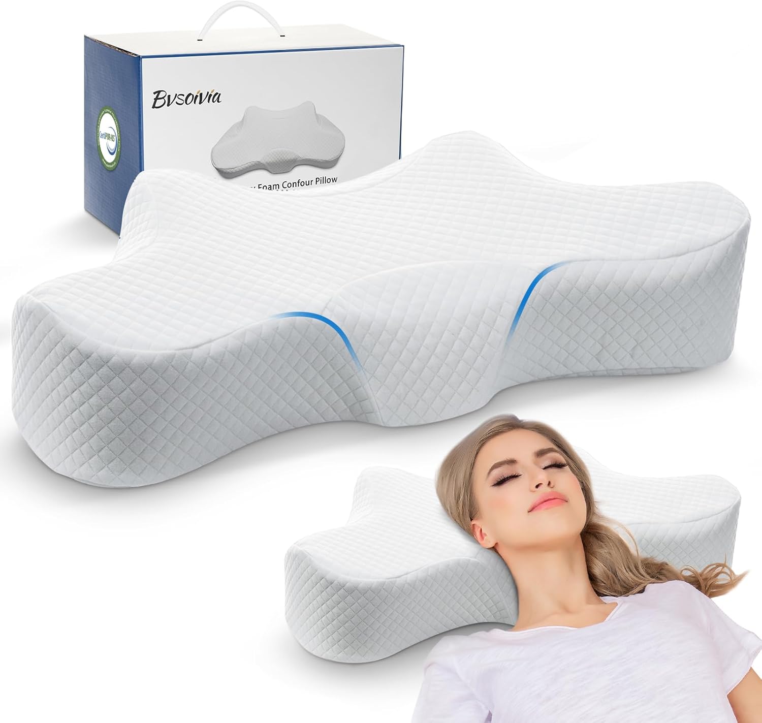 Cervical Memory Foam Pillow for Neck Pain Relief, Ergonomic Cervical Pillow for