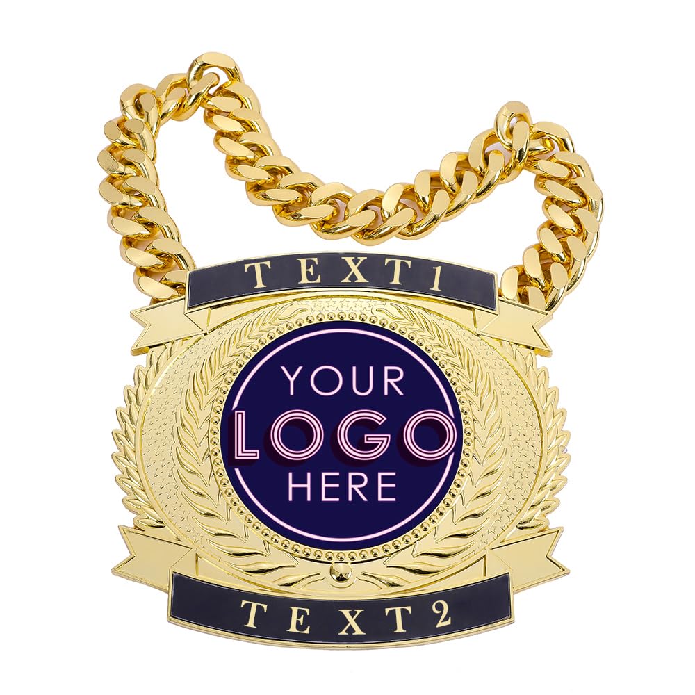 guancrown Custom Championship Chain Award Medal, Champ Chains Award Winner Prize Trophy, 7-3/4? x 7? Large Champ Medal (Custom)