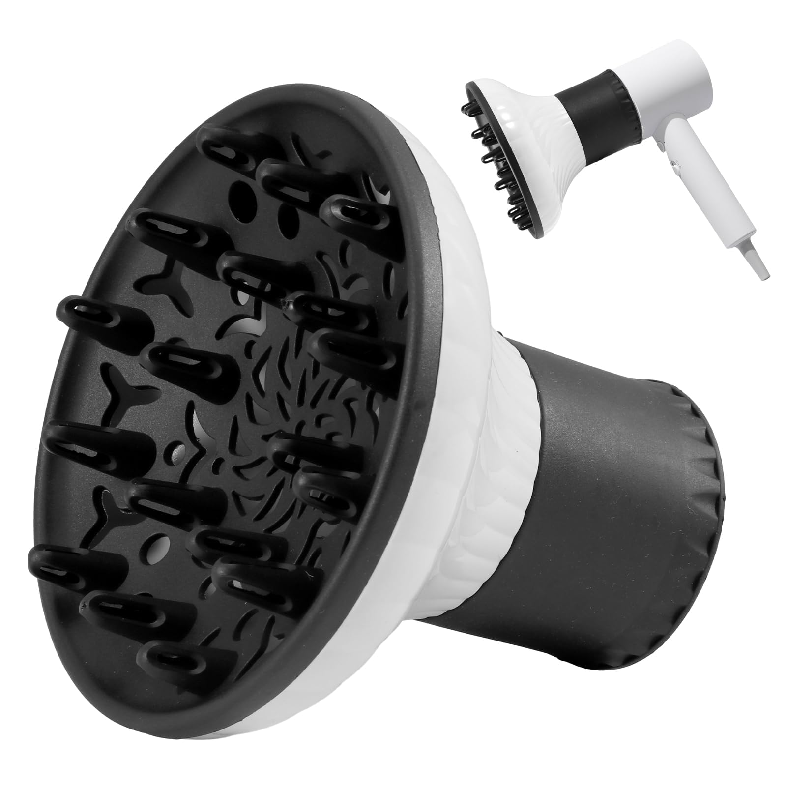 AzoneeHair Diffuser Attachment, , Adjustable Hair Dryer Diffuser for Natural Wave Frizz Free Curls Hair, Professional Portable Salon Tool (White)