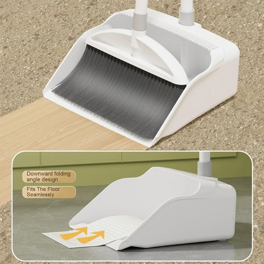 Set Scopa e Paletta, Scopa con Manico Lungo da 50,4" e Paletta per la Polvere Resistente con Denti autopulenti, Ideale per la Pulizia del Pavimento dell'ufficio o della casa
